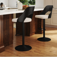 Комплект барних стільців Costway Navare екошкіра чорно-білий