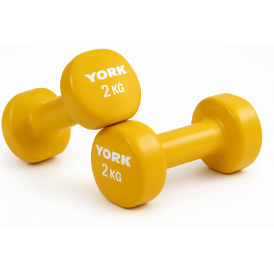 Гантелі для фітнесу вінілові круглі York Fitness 2х2кг жовтий