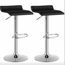 Комплект барних стільців Costway Forse екошкіра з підставкою для ніг чорний