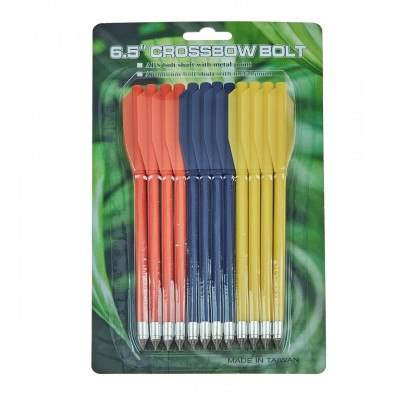 Набір стріл для арбалета пістолетного типу Man Kung MK-PL-3C, пластик, 12 шт/уп, 3 кольори жовтий, синій, помаранчевий