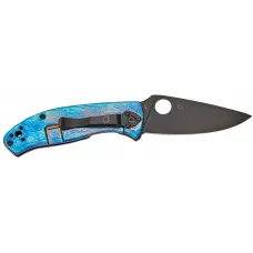 Ніж Spyderco Tenacious Black Blade D2 Titanium Blue