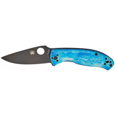 Ніж Spyderco Tenacious Black Blade D2 Titanium Blue