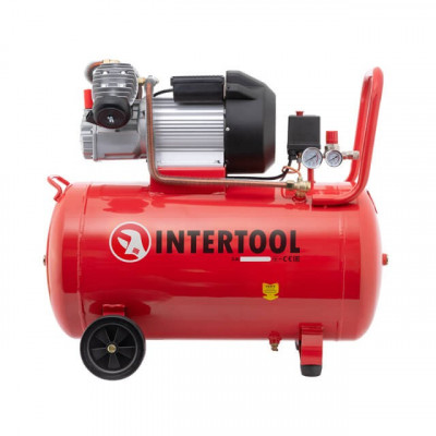 Компресор 100 л, 3 кВт, 220 В, 10 aтм, 420 л/хв., 2 циліндри INTERTOOL PT-0008