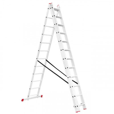 Драбина з алюмінію, 3-секційна універсальна розкладна, 3х12 сход., 7,89 м INTERTOOL LT-0312