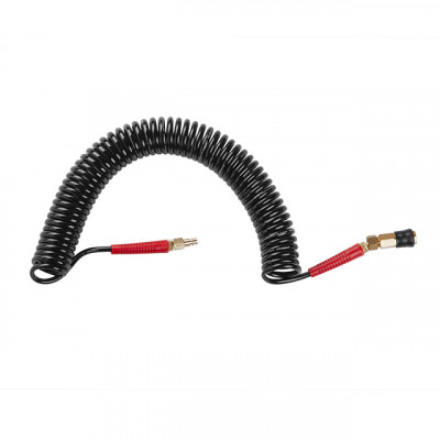 Шланг BLACK M-Flex 5.5х8мм, 10м спіральний поліуретановий з поворотним шарніром, латунними швидкороз'ємними з'єднаннями STORM