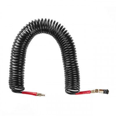 Шланг BLACK M-Flex 6,5х10мм, 15м спіральний поліуретановий з поворотним шарніром, латунними швидкороз'ємними з'єднаннями STORM