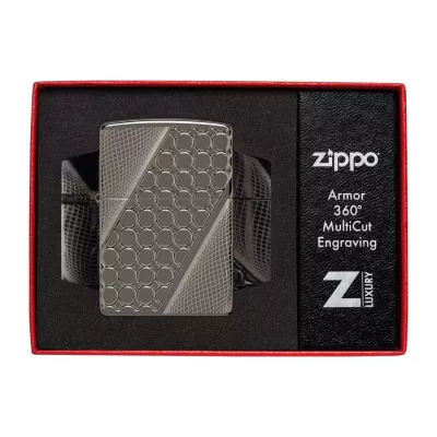 Запальничка армована бензинова ZIPPO Armor® Black Ice® MultiCut Photo Image 360 Elegant Dots Design, чорний лід (46812)