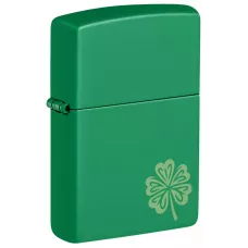 Зажигалка бензиновая ZIPPO Regular Grass Green Matte Lucky Clover Design, зелений (46850)