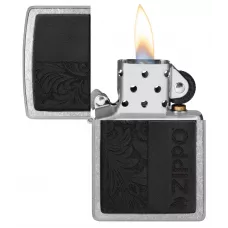 Запальничка бензинова ZIPPO Black Leather Emblem - Zippo Design, хром, шкіра, чорний (49919)