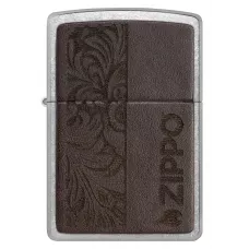 Запальничка бензинова ZIPPO Brown Leather Emblem - Zippo Design, хром, шкіра коричневий (49920)