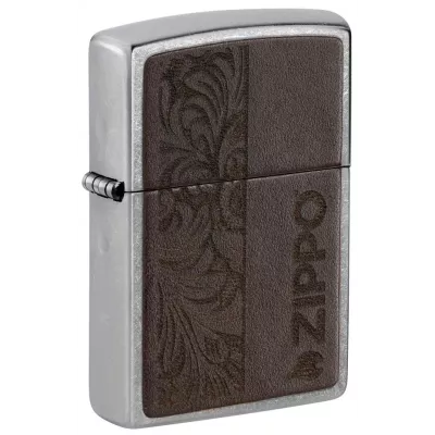 Запальничка бензинова ZIPPO Brown Leather Emblem - Zippo Design, хром, шкіра коричневий (49920)
