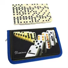 Доміно в текстильному футлярі 19,5×12×2,5 см, пластик Чорно-сині (DN30755D)