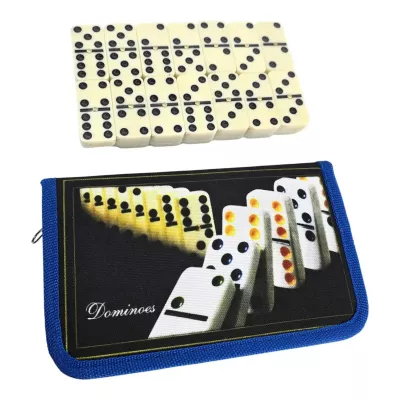 Доміно в текстильному футлярі 19,5×12×2,5 см, пластик Чорно-сині (DN30755D)