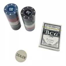 Покерний набір колода карт 54 шт 80 фішок жетон дилера ,фішка d-3.8 см, блістер (DN36760)