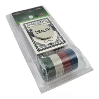 Покерний набір 40 фішек з номіналом колода карток BCG жетон Dealer фішка d-4 см, блістер (DN36761)