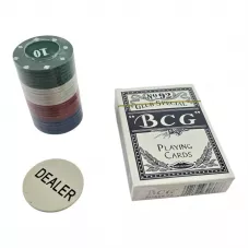 Покерний набір 40 фішек з номіналом колода карток BCG жетон Dealer фішка d-4 см, блістер (DN36761)