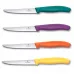 Набір ножів для стейка та піци 4 ножа 12см з підставкою Victorinox Swiss Classic Steak&Pizza Block серрейтор різнокольорові , пластик чорний (6.7126.4C1)