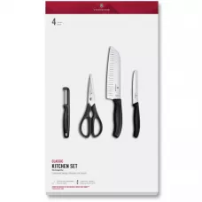 Набір кухонний універсальний 4шт Victorinox SWISS CLASSIC Kitchen Set 2 ножі, ножиці, овочечистка Iota подарункова коробка (6.7133.41G