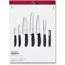 Набір кухонний на 7 предметів Victorinox SWISS CLASSIC Kitchen Set 5 ножів, виделка, овочечистка Iota подарункова коробка (6.7133.71G)