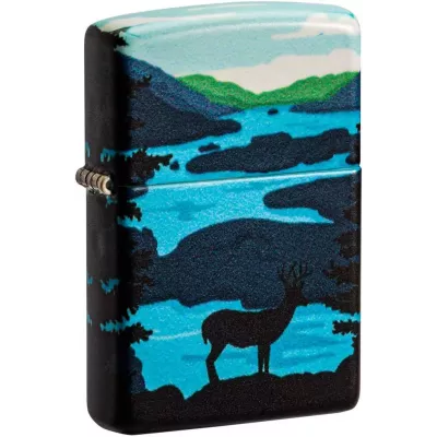 Запальничка бензинова Zippo Deer Landscape 540 Color Process Picturesque Scenic Design Чорний (49483)
