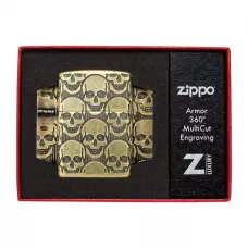 Запальничка армована бензинова Zippo Armor® MultiCut Photo Image 360 ​​Cackling Cranium Design антична латунь (46302)