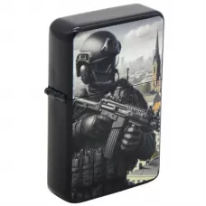 Запальничка бензинова кремнієва CHAMP WORLD TROOPS метал, місто, коричнева (40400397T)