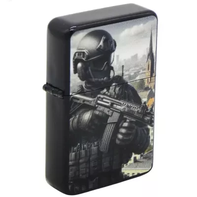 Запальничка бензинова кремнієва CHAMP WORLD TROOPS метал, місто, коричнева (40400397T)