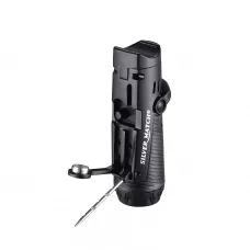 Запальничка газова для сигар пьезо 3 турбо з набором інструментів SILVER MATCH MASK пірсер, чорний, подарункова коробка (40674379BL)