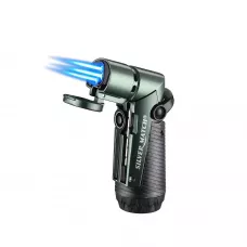 Запальничка газова для сигар 3 турбо з інструментом SILVER MATCH SKOPJE метал, чорно-зелений, подарункова коробка (40674380GRE)