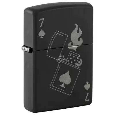 Запальничка бензинова Zippo Lucky 7 Design 5.65x3.81 см Чорно-сірий (47134)
