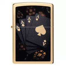 Запальничка бензинова Zippo Lucky Aces Design 5.65x3.81 см Різнокольоровий (47141)