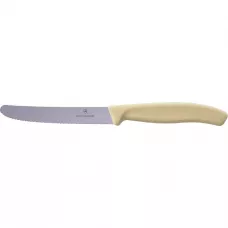 Ніж столовий для різки томатів універсальний 11см Victorinox" Swiss Classic Tomato&Table круглий носік лезо серрейтор Бежевий (6.7837.E7501)