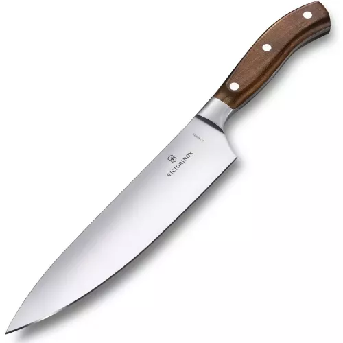 Кухонний шеф-ніж кований 22 см Victorinox Grand Maître Wood модифікований клен подарункова упаковка Коричневий (7.7400.22G)