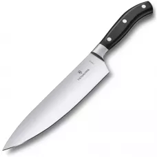 Кухонний шеф-ніж кований 22 см Victorinox Grand Maître Carving гладке пряме лезо подарункова упаковка Чорний (7.7403.22G)