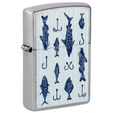 Запальничка бензинова ZIPPO Street Chrome Fishing Lures Design Сріблястий, синій (46719)