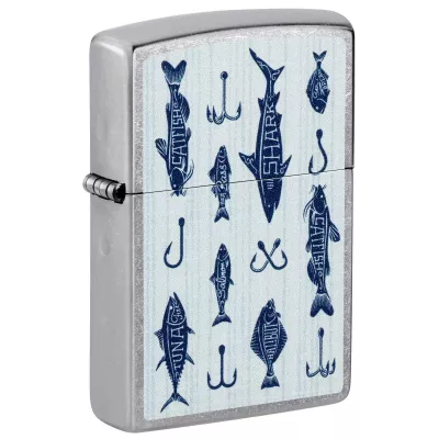 Запальничка бензинова ZIPPO Street Chrome Fishing Lures Design Сріблястий, синій (46719)
