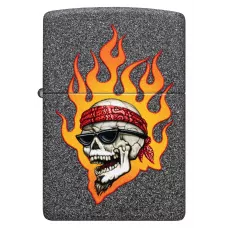 Запальничка бензинова ZIPPO Rietveld® Flaming Skull Design Сірий різнокольровий (46933)