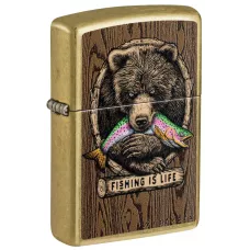 Запальничка бензинова ZIPPO Rietveld® Fishing is Life Design Street Brass Коричневий (47111)