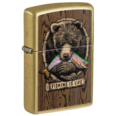 Запальничка бензинова ZIPPO Rietveld® Fishing is Life Design Street Brass Коричневий (47111)