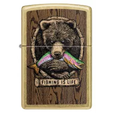 Запальничка бензинова ZIPPO Rietveld® Fishing is Life Design Street Brass Коричневий (47111)