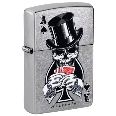 Запальничка бензиновая ZIPPO Rietveld® Ace of Spades Design Street Chrome Сірий (47112)