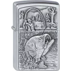 Запальничка бензинова Zippo Bass Fish 3D Brushed Chrome Емблема, хром (2000407)