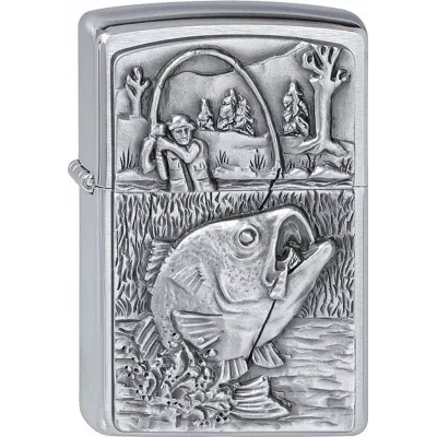 Запальничка бензинова Zippo Bass Fish 3D Brushed Chrome Емблема, хром (2000407)