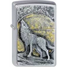 Запальничка бензиноваZIPPO Wolf at Moonlight 3D emblem хром (2003038)