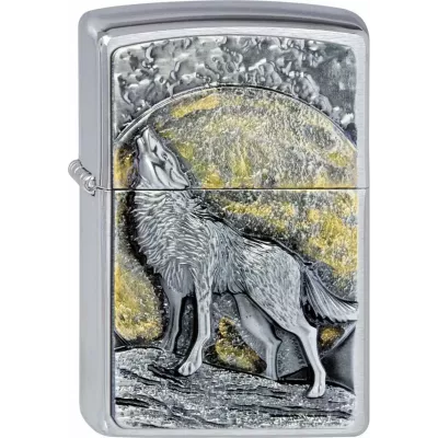 Запальничка бензиноваZIPPO Wolf at Moonlight 3D emblem хром (2003038)