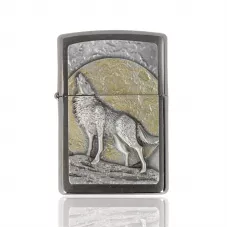 Запальничка бензиноваZIPPO Wolf at Moonlight 3D emblem хром (2003038)