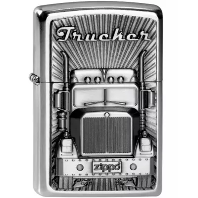 Запальничка бензинова ZIPPO Lighter Trucker Street Chrome finish 3D емблема (2003977)