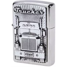 Запальничка бензинова ZIPPO Lighter Trucker Street Chrome finish 3D емблема (2003977)