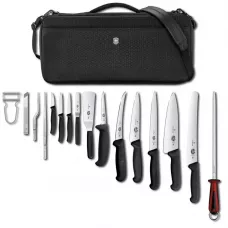 Професійний кухонний набір Victorinox Chef’s Knife Folder Compact Set, 16 інструментів органайзер Чорний (5.4963.1)