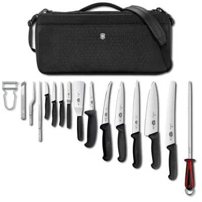 Професійний кухонний набір Victorinox Chef’s Knife Folder Compact Set, 16 інструментів органайзер Чорний (5.4963.1)